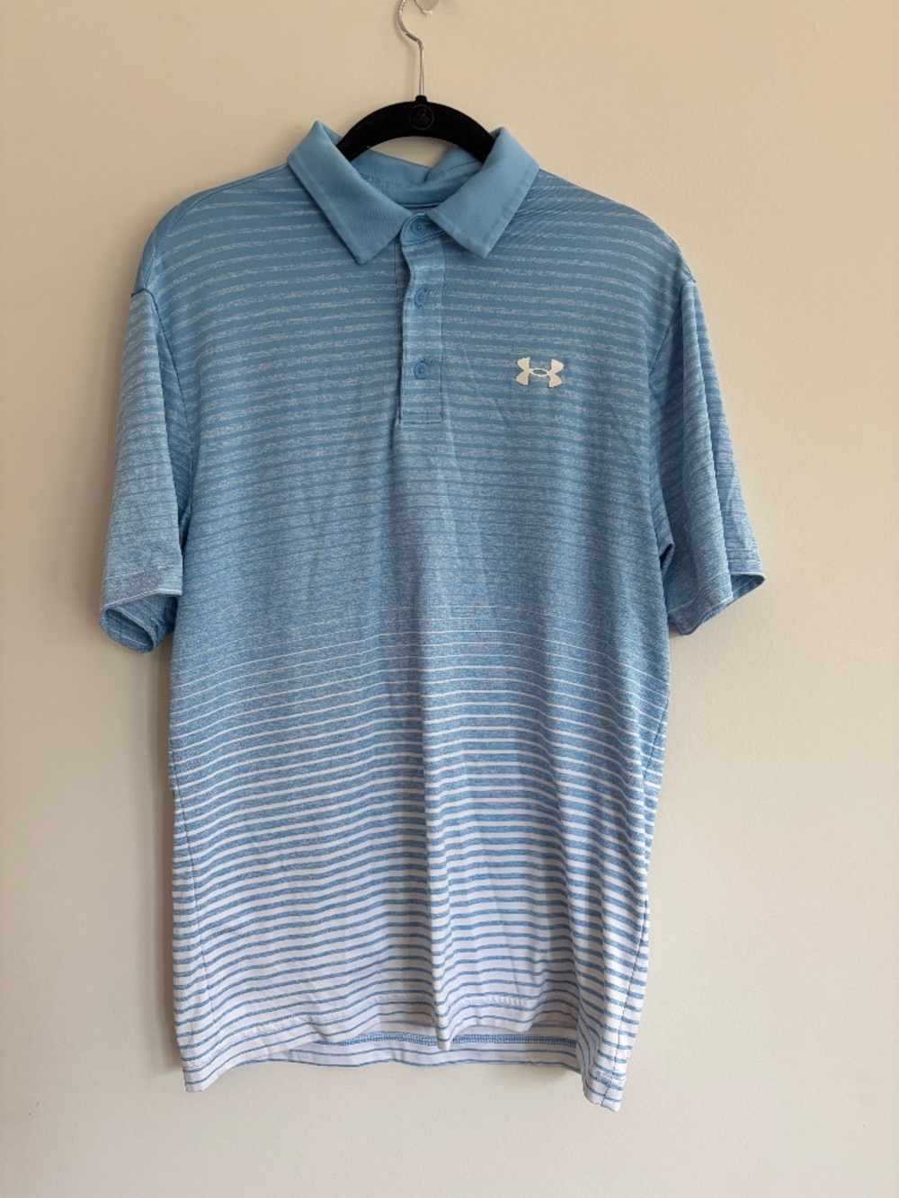 Under Armour Playoff Polo Men’s Small Blue White Striped Golf Shirt
